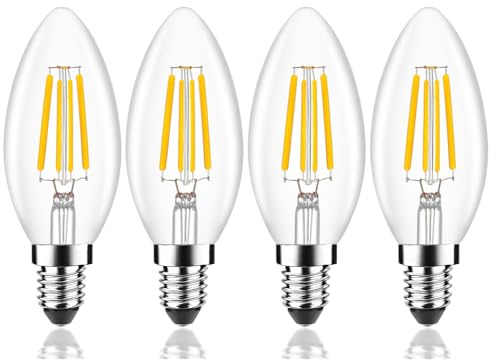 Ziefgn Lotto di 4 Lampade LED Classico E14, equivalente 40 W, Forme Candia, illuminazione Bianco Caldo 2700K, CA 220-240V