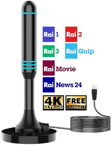 Antenna TV per interni, antenna digitale HD per Smart TV, ricezione a 360° fino a 450 km, segnale VHF/UHF, supporta 4K 1080p, facile installazione