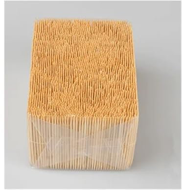 Palillos de dientes de bambú a granel, 2 bolsas, palillos de dientes afilados dobles o individuales, palillos dentales naturales de 1,6 x 65 mm, 3500 unidades/bolsa para frutas