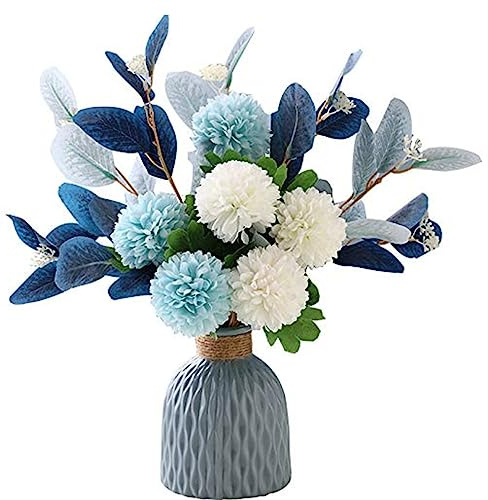 Flores de hortensias Artificiales Faux Silk Hydregea Bouquet Falsos Flores para la decoración de la Fiesta 35 * 37 cm Artificiales Azules