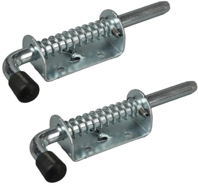 2 Stück Federriegel aus Edelstahl, 128 mm, robuste Federbolzen für Garagentor, Garten, Schrank, verbesserte Sicherheit für Haus und Möbel (Silber)