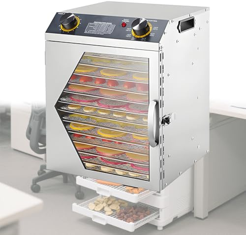 Deshidratador de Alimentos Deshidratadoras de Carne Setas y Fruta Deshidratadora con 18 Bandejas de Acero Inoxidable Deshidratador con Temperatura Regulable,12thfloor