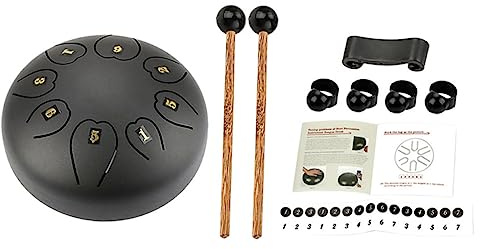 HIAKDOFT Ethervoller Metall Tongue Drum Percussion Instrument Langlebig Klarer Tragbar Geeignet für Yoga Musikperformance Anfänger und Profis Einfach zu Dekoratives Schwarzes Design