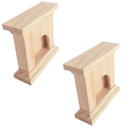 FUNNETOYU 2 Pièces Cheminée Miniature Bois Naturel Décoration et Accessoire de Modélisme DIY pour Maison de Poupée Simulation Réaliste