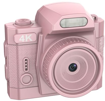 Focket Mini nyckelringskamera, HD 64MP 4K digitalkamera i tumstorlek med LED-ljus, 19 filtereffekter och 1,54 skärm, bärbar 78° vidvinkelkamera för reseinspelning (PINK)