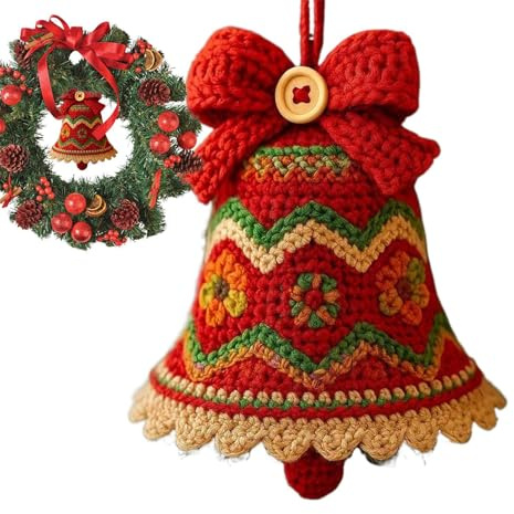 Mihauuke Kit De Ganchillo Para Adornos Navideños,Juego Completo para Hacer Campanas de Navidad a Crochet,Materiales de Arte Hechos a Mano para Principiantes y Aficionados a Manualidades, Decoración