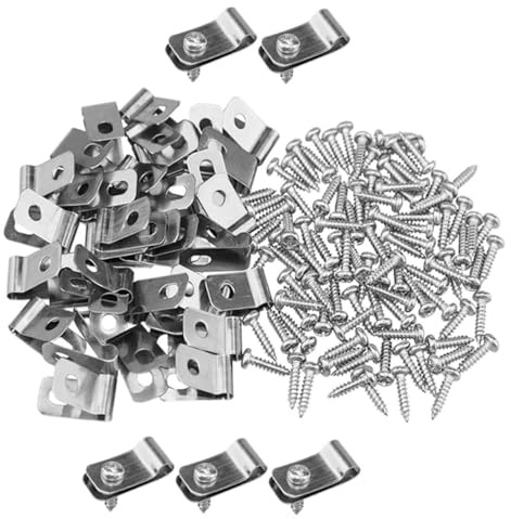 IWOWHERO 100 Ensembles Lot Clips de Fixation Aluminium pour Grillage Rigide Pinces Résistantes avec Vis pour Installation Rapide de Clôtures Fil Métallique Compatibles Cages et Panneaux