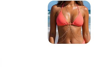 Gold Plated Body Chain for Women, Adjustable Rhinestone Layered Bikini Belly & Waist Chain, Sexy Back Jewelry for Beach Vacation & Parties(Diamonds(Gold))