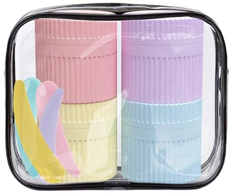 Confezione da 4 contenitori multiuso in silicone a bocca larga facili da pulire per liquidi come balsamo idratante in viaggio contenitore portatile a bocca larga