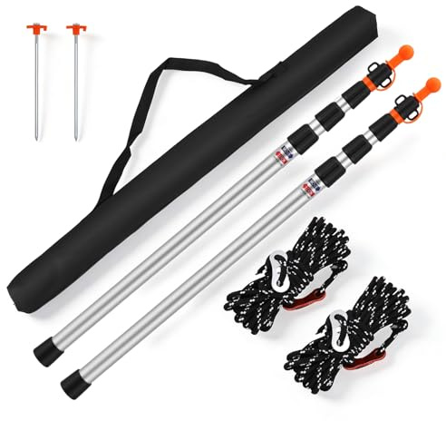 Teleskopstange Zeltstangen Set 2er-Pack, Alu-Teleskopstangen 80-240cm für Sonnensegel Mast, Sonnensegel Stange, Zeltstangen Teleskop - mit Anti-Rutsch-Kappe & Tragetasche für Camping ,Vorzelt, Outdoor