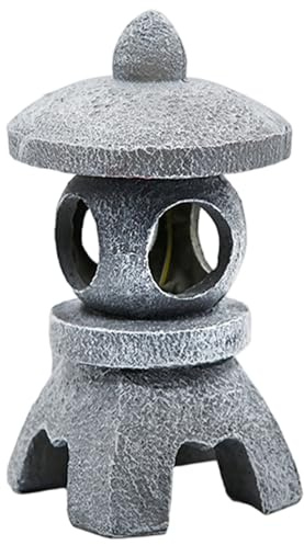 YQNISCU Linterna de Piedra Japonesa, estatuas de Pagoda, Solar Impermeable de 5,1x5,3x10,2 Pulgadas, Decorativa for jardín, Patio, césped, balcón, Patio, Porche -