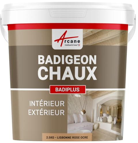 Kalkanstrich für Innenwände und Außenfassaden - BADIPLUS Lissabon - Ocker Rosa - 2.5 kg (bis zu 12.5 m²)