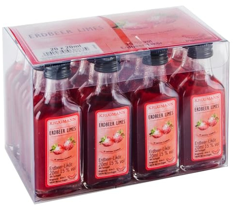 KRUGMANN Erdbeer LIMES Erdbeerlikör mit Fruchtfleisch 20 x 20 ml = 400 ml