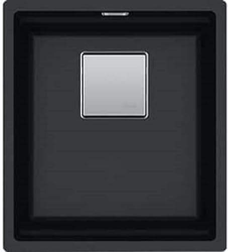 Franke Kubus 2 KNG 110-37 - Fregadero (Fregadero encastrado bajo encimera, Rectangular, Fragranite, Negro, 1 senos, Rectangular)