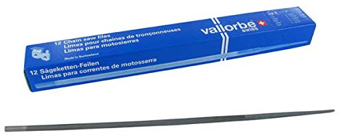 Lime ronde VALLORBE pour chaîne de tronçonneuse. Ø: 4,8mm (3/16), L: 20cm (8). Conditionnement par 12.