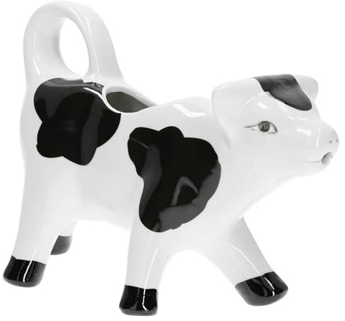 MamboCat Milchkännchen Kuh Berta 120 ml I Keramik I Weiß mit schwarzen Fleckchen I Sahne-Kanne I Gießer I Milk Pitcher