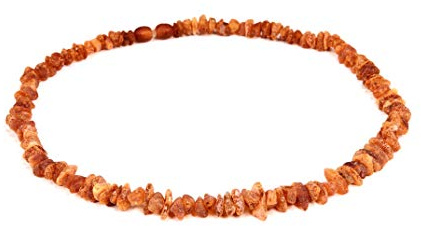 AMBERAGE Collana da donna in ambra baltica naturale, realizzata a mano con perle di ambra baltica grezza/certificata (2 misure) (17,7)