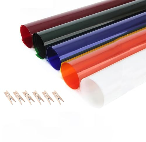 80x100cm/32x40in Lighting Gels with Clips, Photo Studio Light Gel Filters Sheet Transparent Color Correction Daylight Conversion for Redhead Light Strobe Spotlight Flash Photography CTO CTB, 5 Colors