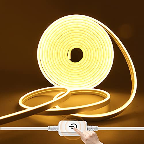 HEGEHE Dimmbar Neon LED Streifen, 12V 2835 LED Strip Wasserdicht Diffusion Silikon Neon Flex LED Lichtband Schlauch für Innen Aussenbereich Heim Küche DIY Deko (Warmweiß, 2M)