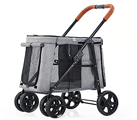 LJFLI Hundebuggy Hundewagen bis 60 kg GroBe Hunde Klappbar Outdoor-Reisesport FüR Haustiere,Gray