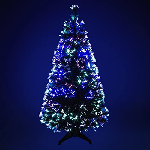 UETIAN Multicolor Fibre Optic Christmas Tree, Artificial Green Xmas Tree with Metal Stand, Festive Decoration, 4ft/120cm and 6ft/180cm (4FT)