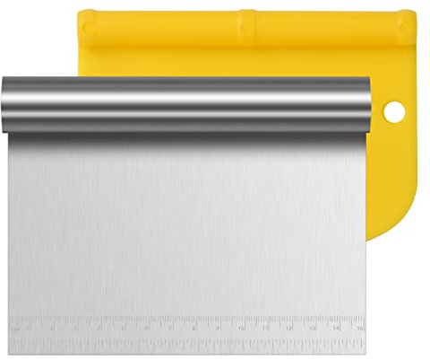 2 Pezzi Tagliaimpasto, Spatola Cucina per Taglio, Raschietto Impasto Acciaio Inox, Tagliapasta Spatola Plastica, Raschietto per Pasta, Tagliapasta Multiuso con Scala per Torte Pane Verdure