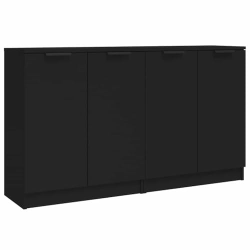 vidaXL 2X Sideboard mit Türen Kommode Anrichte Schrank Beistellschrank Mehrzweckschrank Standschrank Schwarz 60x30x70cm Holzwerkstoff