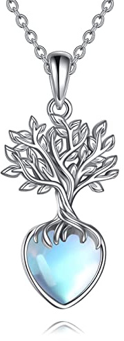 YAFEINI Albero della Vita Collana 925 Argento Sterling Pietra di Luna Celtica Nodo Collana Pendente per Le Donne Gioielli