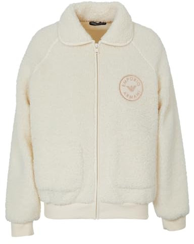 Emporio Armani Giacca da Donna in Pile Fuzzy Full Zip Completa, Pale Cream, XL (Pacco da 2)