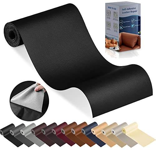 YAFLC kunstleder selbstklebend Schwarz, 10 x 160cm leder patch selbstklebend, kunstleder reparaturset für couch Autositz Sofa Möbel Leder Reparatur Jacken und Renovierung