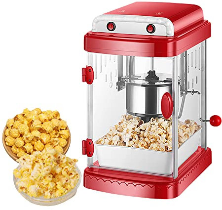 330W Red Commercial Popcorn Maker Machine, Tabletop Vintage Professional Popcorn Maker, 37x30x48cm Popcorn Popper Machine Party