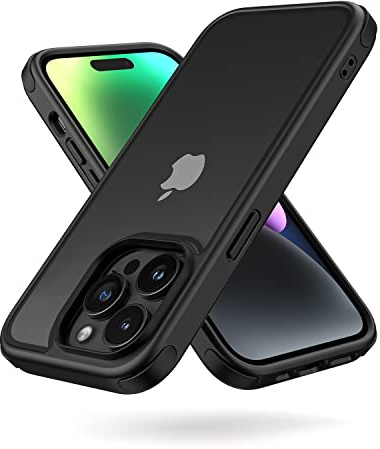 MobNano Ultra Durchsichtig Hybrid Hülle für iPhone 14 Pro Hülle, Stoßfest Silicone Bumper Handyhülle Shockproof Transparent Fallschutz iPhone 14 Pro Case - Schwarz