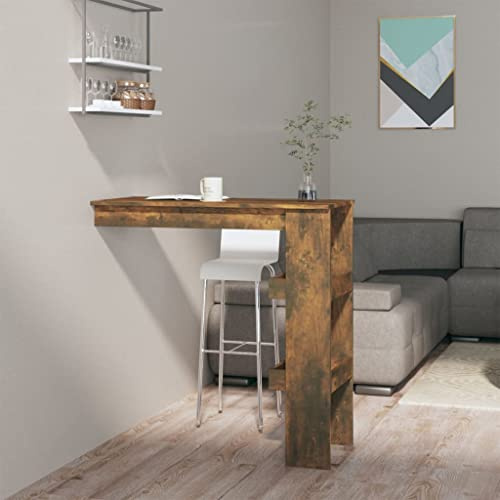 QZZCED Bancone da Muro,Tavolo bar alto Penisola cucina Tavolino da caffè Adatto per cucina, caffetteria, soggiorno, studio Rovere Fumo 102x45x103,5 cm Legno Multistrato