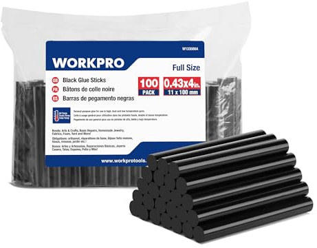 WORKPRO Hot Glue Sticks Full Size, 100-Pack Black Hot Melt Adhesive Glue Sticks for All-Temp Glue Guns, 0.43x4Inches, Multipurpose for Art Craft General Repairs, Home Decorations and Gluing Projects