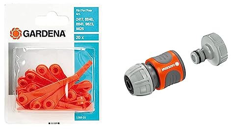 Gardena Ersatzmesser RotorCut: Ersatzmesser für Rasentrimmer und Akkutrimmer, 20 Stück (5368-20) & Pumpen-Anschlusssatz: Schlauchkupplung zum schnellen Anschluss von 13 mm (1/2 Zoll)
