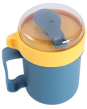 Tazza da colazione portatile di colore blu con cucchiaio tazza da zuppa in stile giapponese grande capacità tazze da colazione particolari forniture da cucina per cereali, latte, caffè