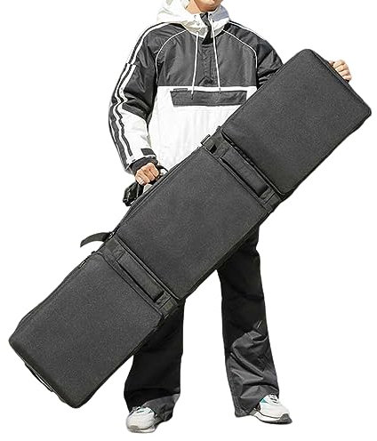 HMWOKPOT Skitaschen Mit Rollen Für Flugreisen, Tragbare Snowboardtasche Mit Hoher Kapazität Mit Schultergurt Für Ski- Und Reiselagerungstransporte,165x33cm