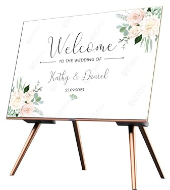 A3 Personalised Floral Wedding Welcome Entrance Large Sign Board – Perfect for Couples Engagement, Reception 10mm Foam Board