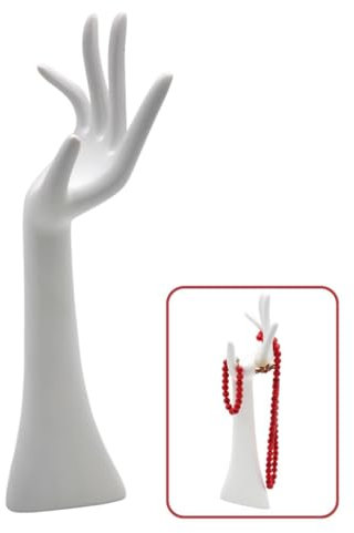 TOPANBIETER 999 Schmuckhand - Soporte para joyas, tamaño de mano blanca, para pulseras, collares, anillos, etc.