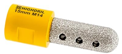 HIGHDRIL Diamant Fingerfräser - 15mm Diamant Fräser zum Vergrößern, Formen, Schleifen von Löchern, Trockenkernbohrer für Porzellan, Hartkeramik, Granit und Marmor (Runder Kreisel)
