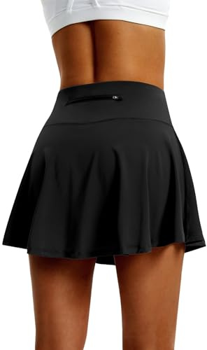 LXNMGO Women's High Waist Pleated Tennis Skirt with 4 Pockets Lightweight Athletic Golf Skorts Skirts for Running Workout Black, M