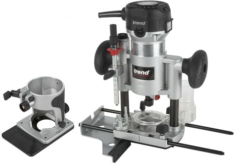 Trend T1 Dual-Base Trim & Plunge Router, 1/4 Inch Collet, 710W, 240V, Compact Precision Cutting Woodworking Power Tool, T1EPS