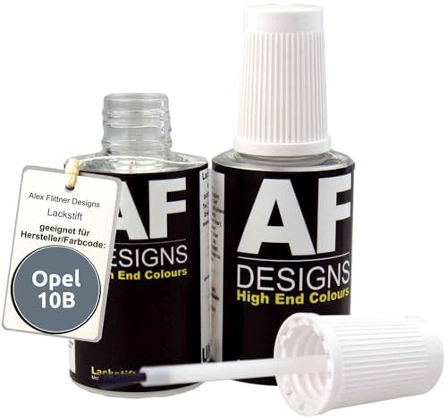Alex Flittner Designs Lackstift für Opel SATIN STEEL GREY metallic 10B 2x20 | Lackstift Set geeignet für Farbcode: 10B und Farbname: SATIN STEEL GREY metallic