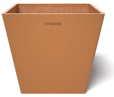 POTS&MORE Prismo 20 VP022003 - Vaso per piante da interni, ø 20 cm, forma quadrata, colore terracotta, altezza 18 cm, in plastica, per piante da appartamento