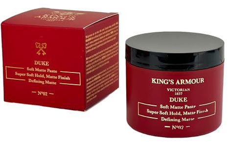 King's Armour No2 Duke Soft Matte Hair Styling Wax 110 ml - Pasta Capilar Ligera y Mate Para Hombres - Fijación Suave, Textura Natural - Peinado Diario Con Royal Class