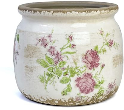 Dosayes Vintage-Keramik-Blumentopf mit Drainagelöchern, rustikale Pflanzgefäße für drinnen und draußen, toskanische Dekoration, Zuhause, Wohnzimmer, Gartendekoration, Gartengeschenk (Garten)