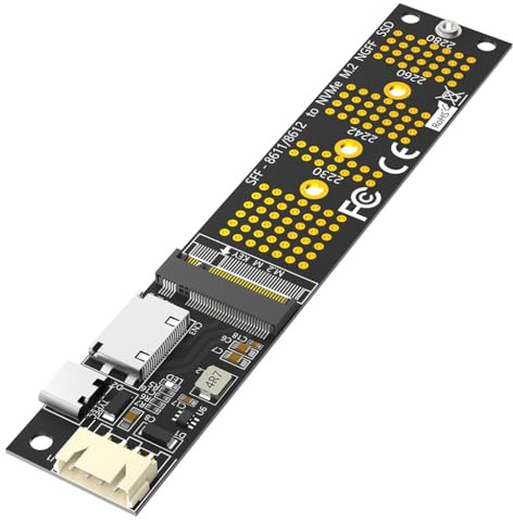 JMT Cable de extensión M.2 NVME M Key SSD a SFF-8611/8612 SATA a cable de alimentación de 4 pines, tarjeta de alimentación USB-C para 2230 2242 2260 2280
