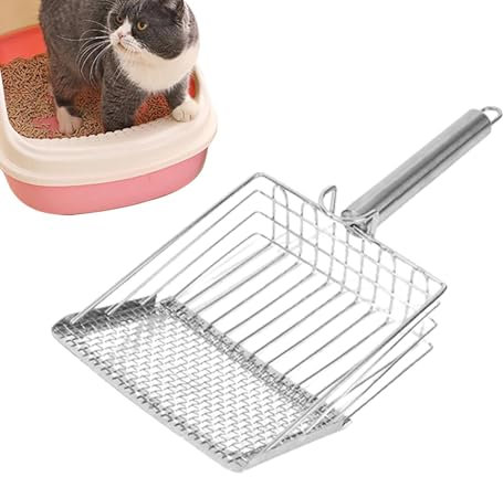Katzenstreuschaufel aus Metall | Robuste Streuschaufel | Katzenschaufel Streu, Sieben Katzen Werkzeug, Katzenbox Reiniger, Metallabfalllöffel Schnellreinigung Extra Breite Schaufel Haustier Hygiene