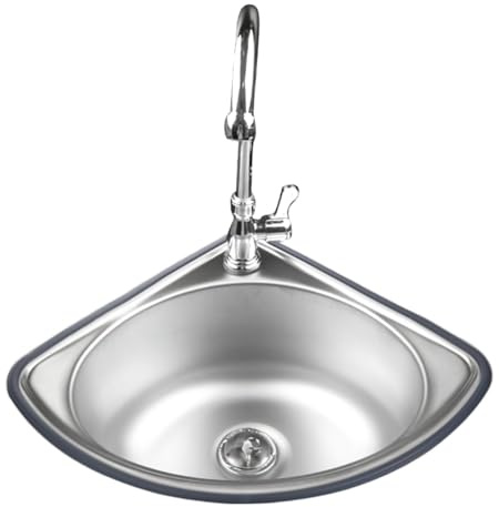 Lavello da cucina a parete,34x34 cm Lavello Cucina ad Angolo,Lavabo Triangolo in acciaio inox,Lavello a triangolo a Vasca Singola,Piccolo lavello a mano per cucina bagno lavabo(Deep 13cm)