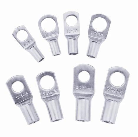 ITCLEYMDZV 10//20pcs Bolt Hole Tinned Copper Cable lugs Battery Terminals Set Wire Connector 4mm2 6mm2 10/16/25mm2 35/50mm2 4mm 5mm 6mm 8mm(SC10-8,25PCS)